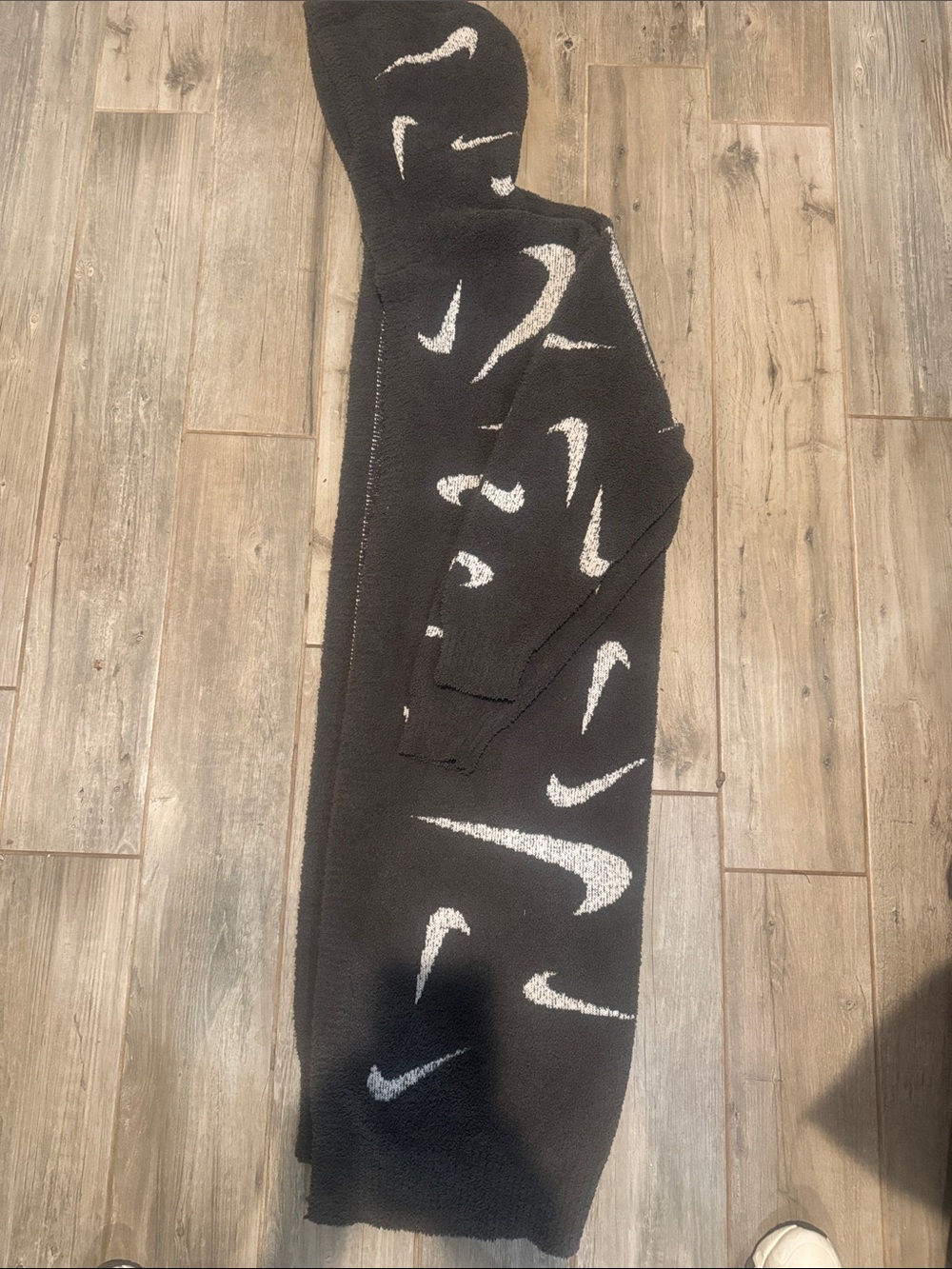 Nike Black cardigan Sweater with White Swoosh Accents